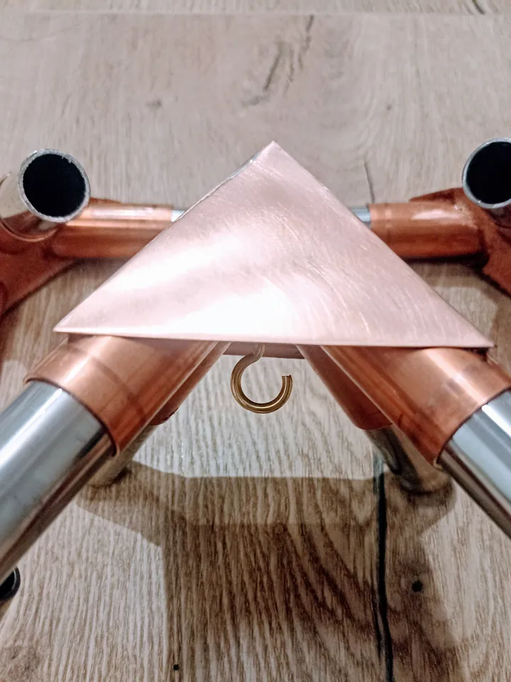 Set of copper connectors for the pyramid of healing and meditation For pipes with an outer diameter of 7/8 inch
