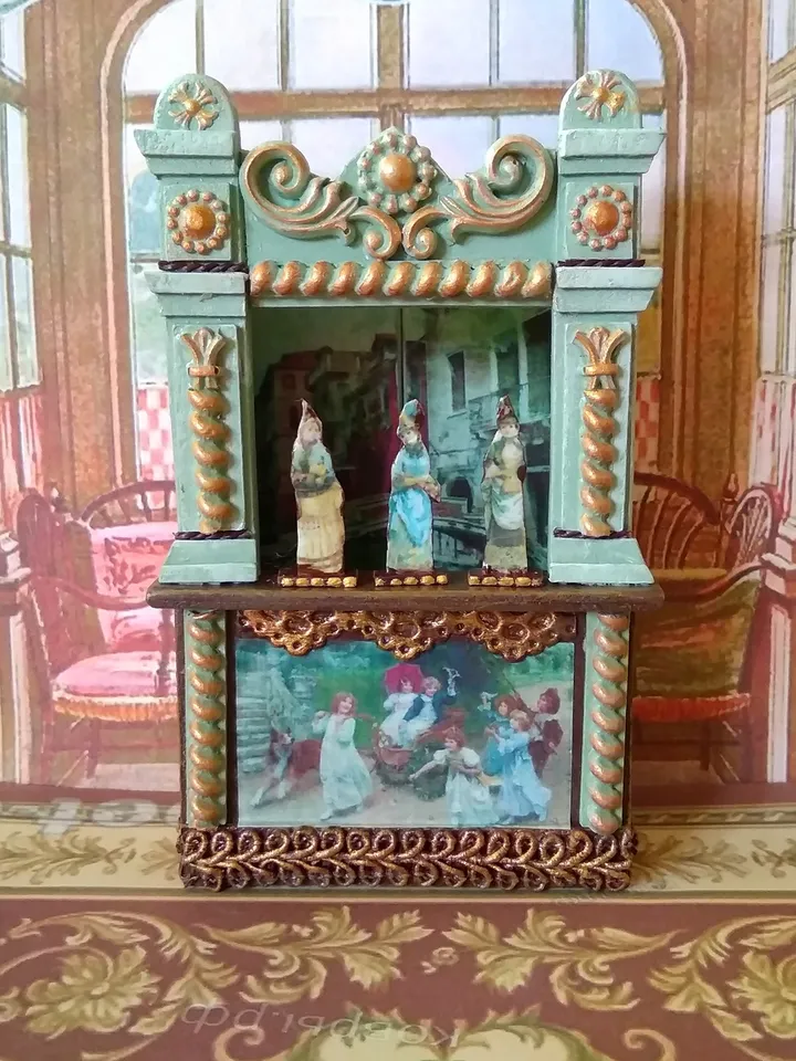 Miniature puppet theater for doll houses.1:12 scale.