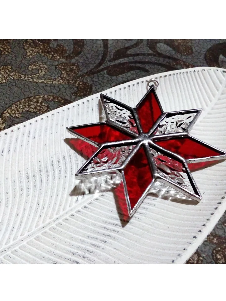 Christmas decorations, snowflake suncatcher, christmas tree star, new year tree toy, hygge christmas