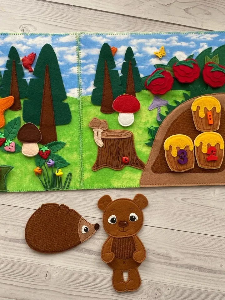 Forest Animals Quiet book Pattern PDF, Felt book pattern, Soft sensory book template, Quiet book sewing ideas for kids 2, 3, 4 year old