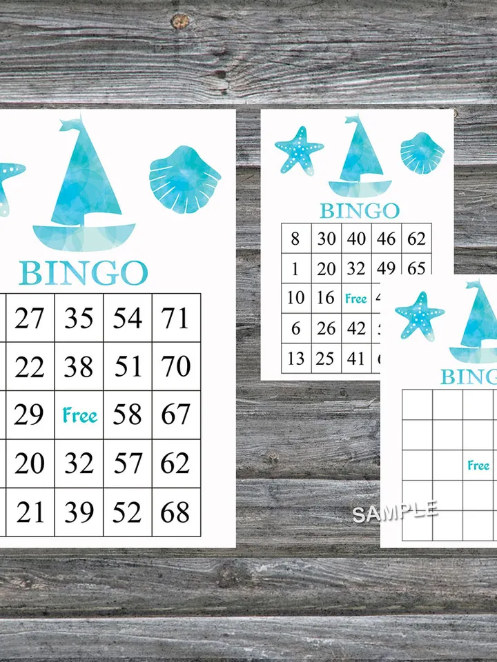 Under the sea bingo cards,Under the sea bingo game,Nautical printable bingo cards,60 Bingo Cards,INSTANT DOWNLOAD--218