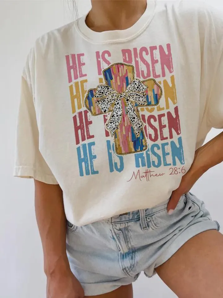 He is Risen png, Christian Easter Png, Matthew 28:6, Easter bible verse png, Risen png, Glitter Easter png, Easter coquette png, brushstroke