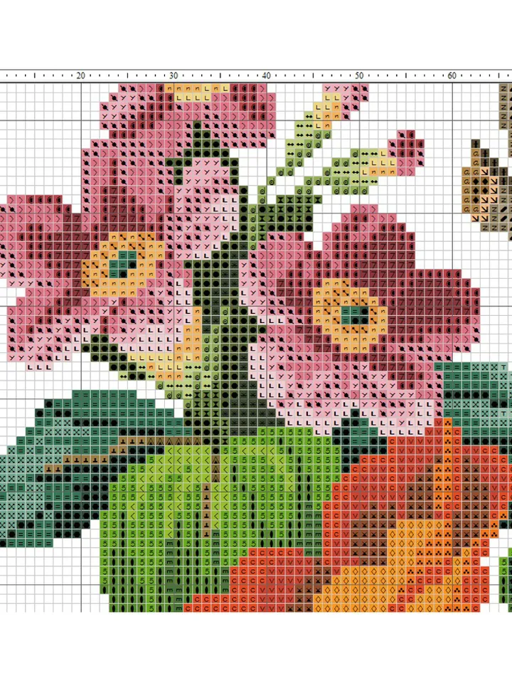 Vintage Pheasant in flowers on a branch cross stitch pattern retro bird sampler primitive cross stitch chart