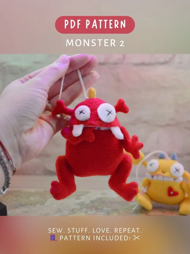 Monster 2 Toy Sewing Pattern – DIY Fleece Plush with Dragon Tail (PDF ...