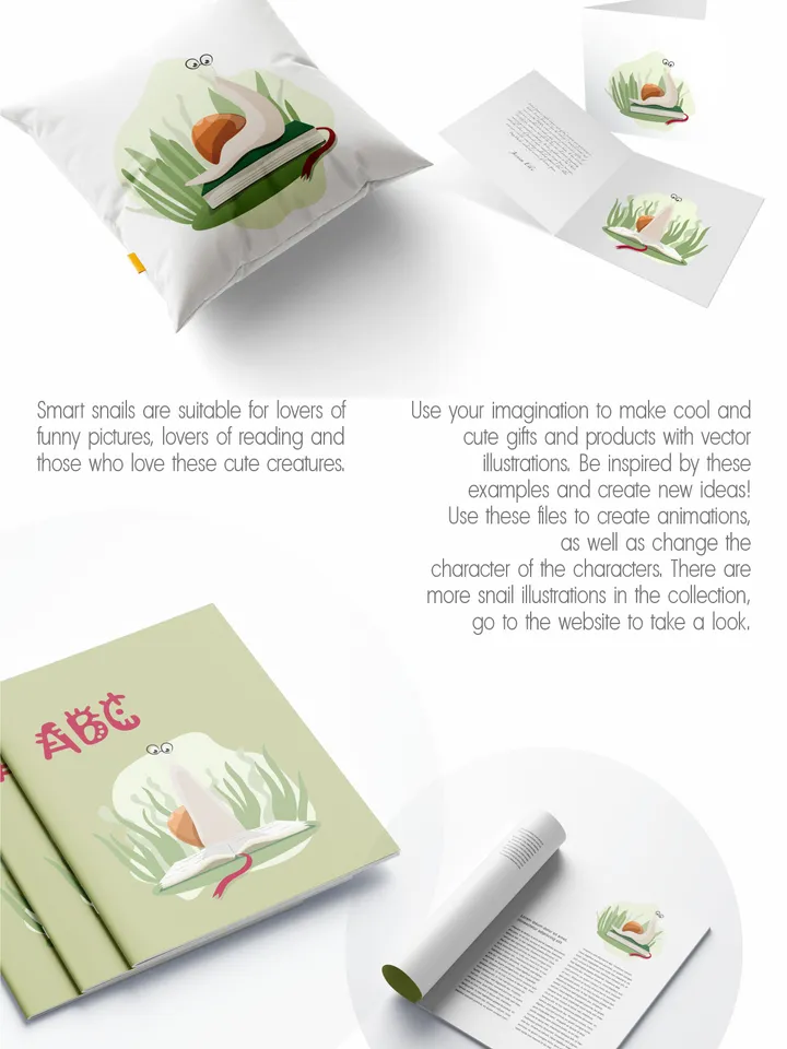 Illustrations of reading snails