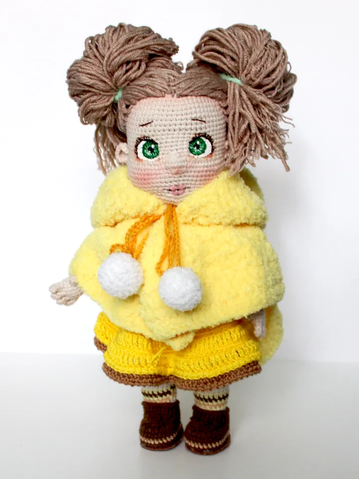 Doll crochet pattern PDF in English Amigurumi winter clothes doll DIY gift for baby girl