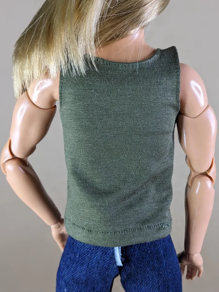 Olive tank top for 12 inch fashion male dolls