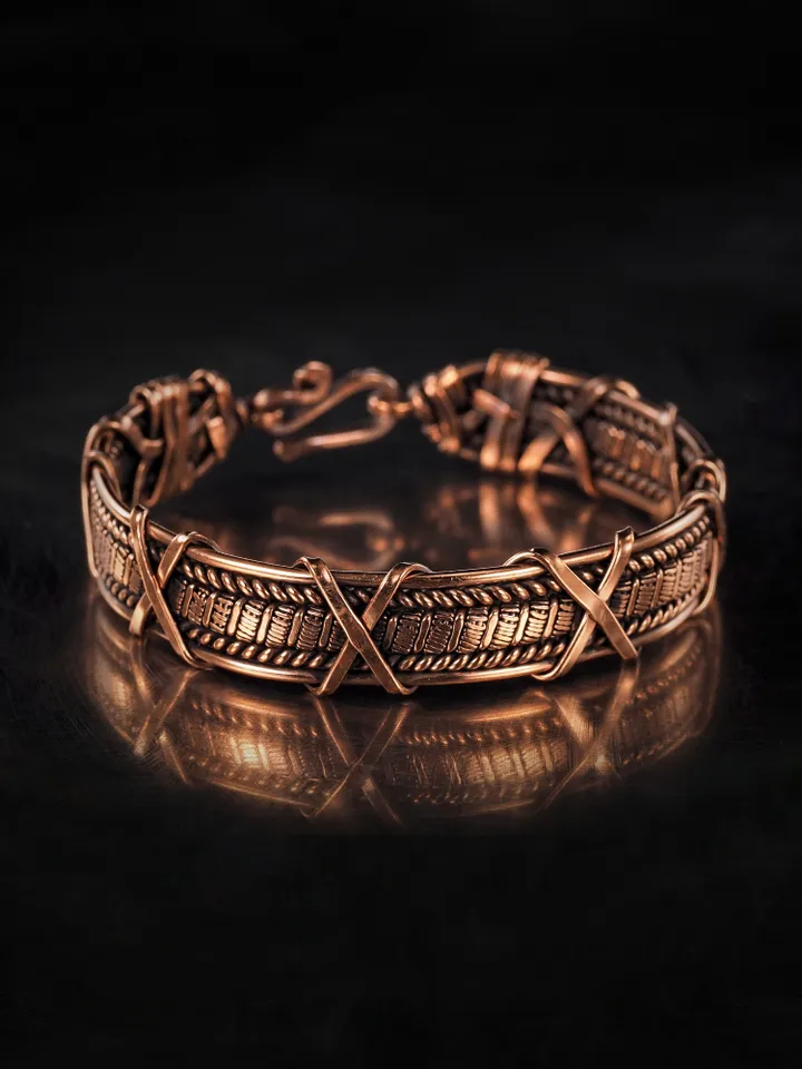 Copper wire wrapped bracelet for woman 7th Anniversary gift Small size bracelet