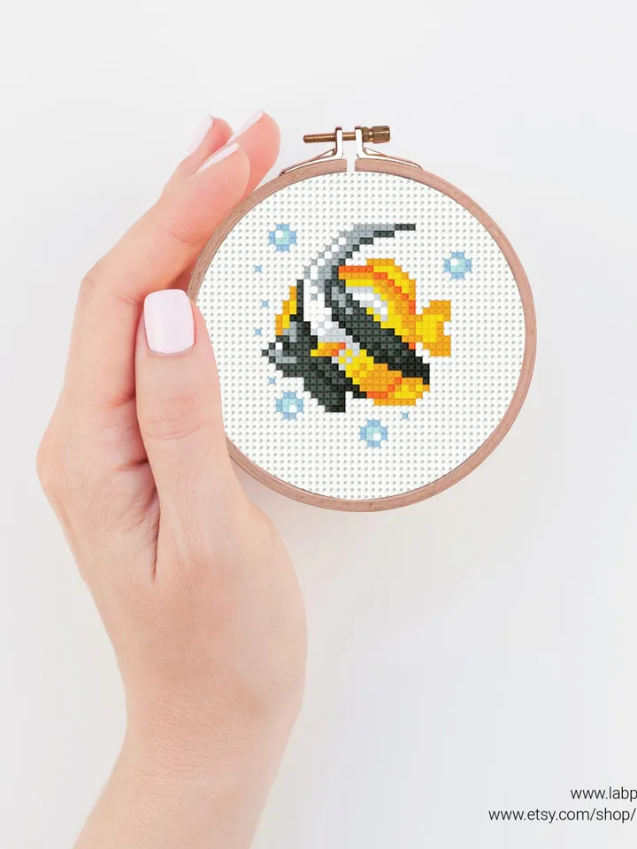 Bundle mini Fishes 8 Cross stitch patterns, contemporary, Abstract, 3 inches, beginner, modern chart, gift DIY, embroidery, instant PDF