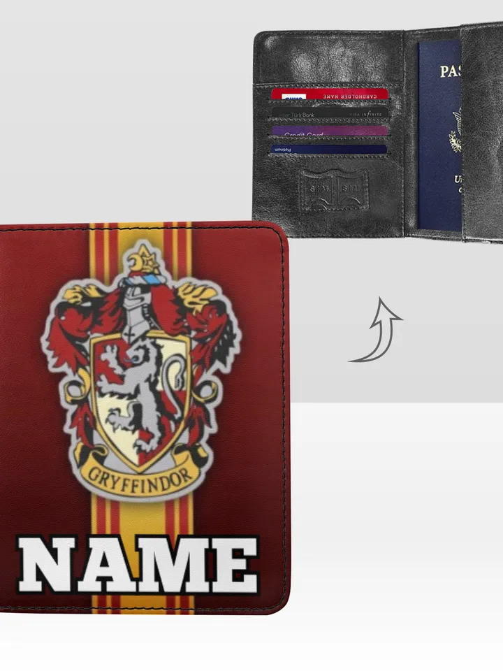 Gryffindor Passport Cover Custom NAME, Passport Holder High-Grade Microfiber Leather
