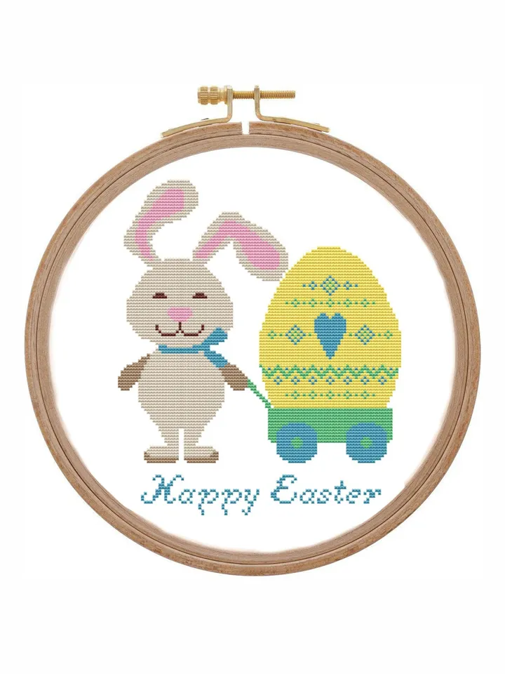 Ukrainian Happy Easter Baby bunny cross stitch pattern Mini Easter egg ...