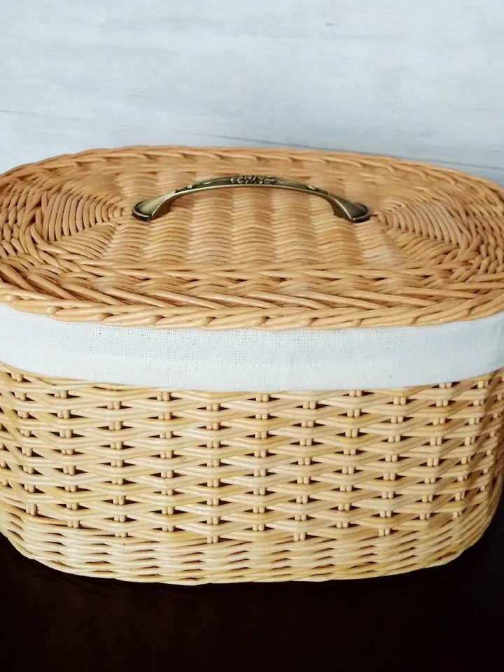 Basket with Lid Bread Basket Bread Storage Box with Linen Bag Wicker Basket Wicker Box Kitchen Organization Box with Lid