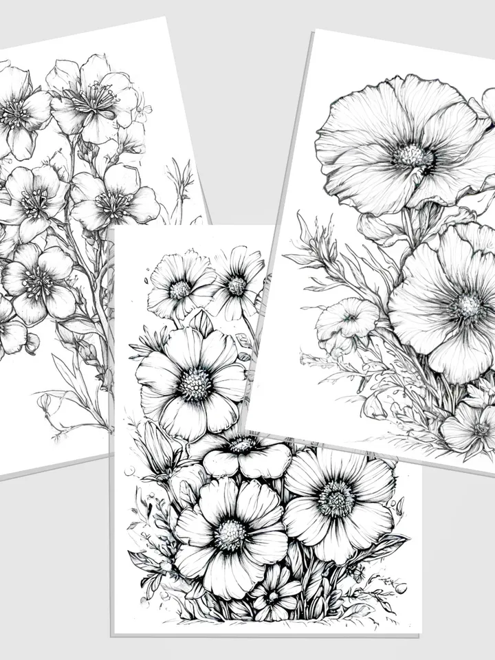 Bright Flowers Coloring Pages for download