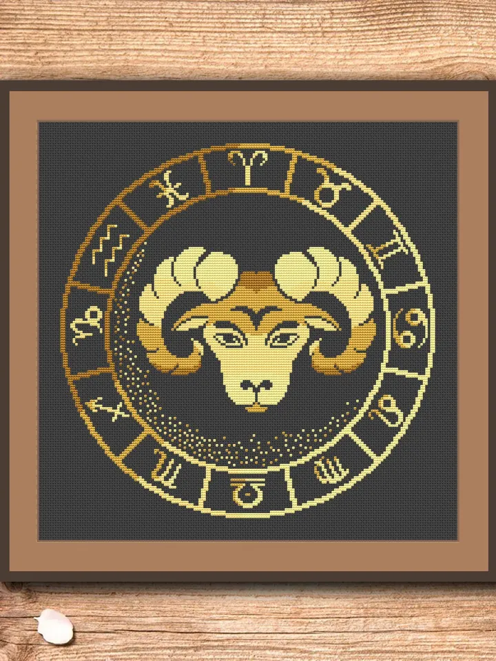 Aries Cross Stitch Pattern, Zodiac Cross Stitch, Embroidery Zodiac, Aries Pattern, Signs of the Zodiac Pattern, Modern Cross Stitch #zdc001
