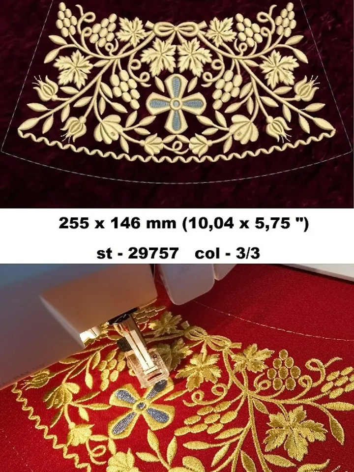 "Vestments" design for machine embroidery.