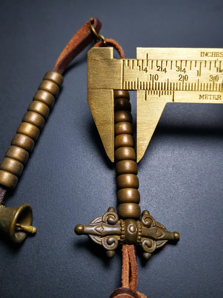 Gandhanra Handmade Tibetan Buddhist Mala Counters,Prayer Bead Counters,Carved with Dorje and Vajra / Kartika and Kila, Made of Brass