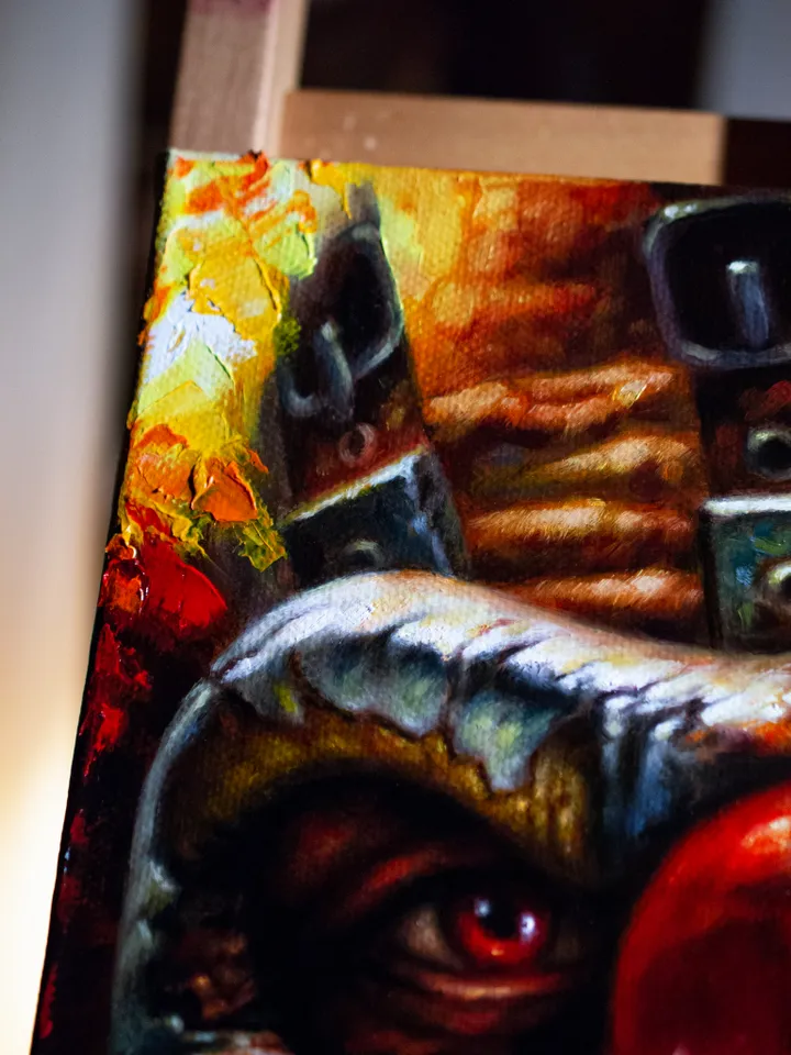Original oil painting Sweet Tooth Clown Twisted Metal