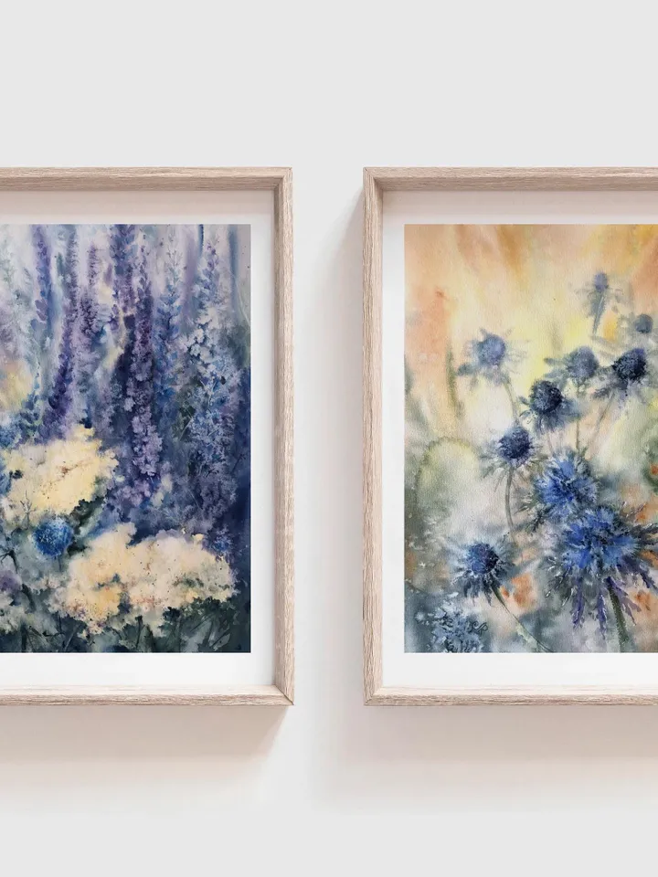 Flowers Prints Wall Art Set of 2 Prints Wildflowers Painting Flowers Watercolor Painting