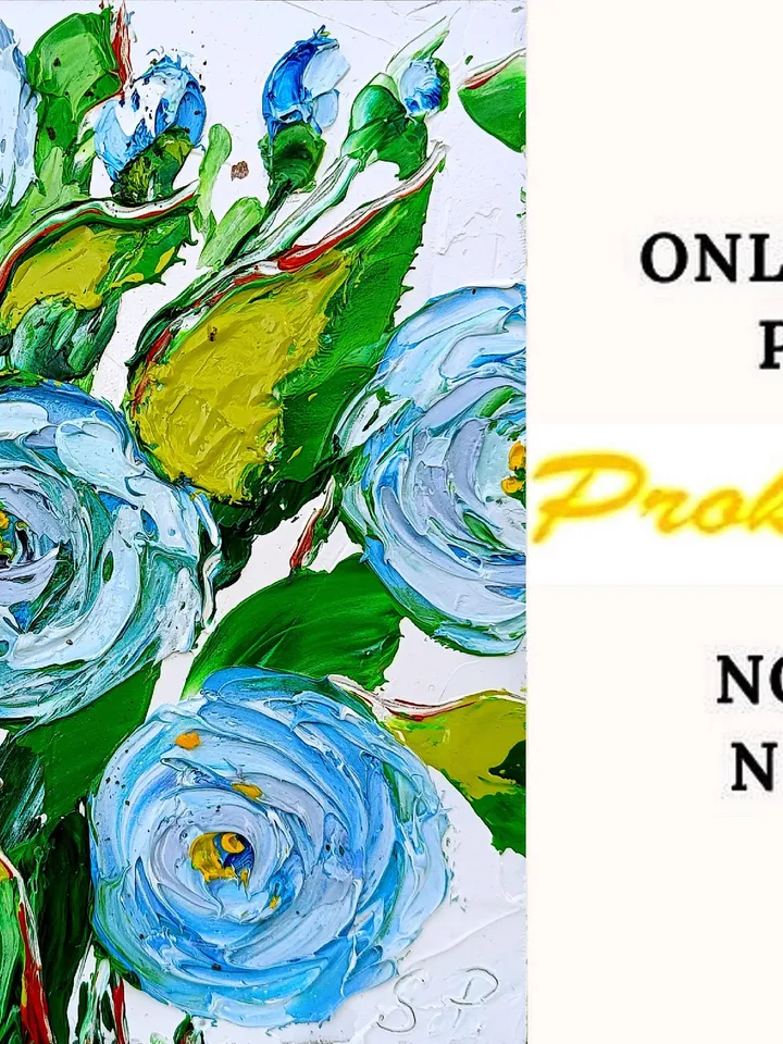 Roses painting Flower Original Art Impasto Oil Painting Small Wall Art 6x6 Impressionist Artwork by ArtProkopaloSv