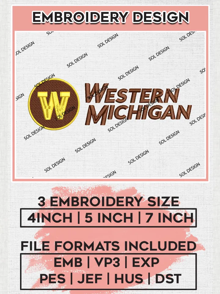 ToWestern Michigan Broncos NCAA Team Logo embroidery designs, NCAA Western Michigan Broncos Logo Machine embroidery designs, NCAA Team Logo embroidery designs, NCAA Game Day Machine embroidery designs, Digital Download
