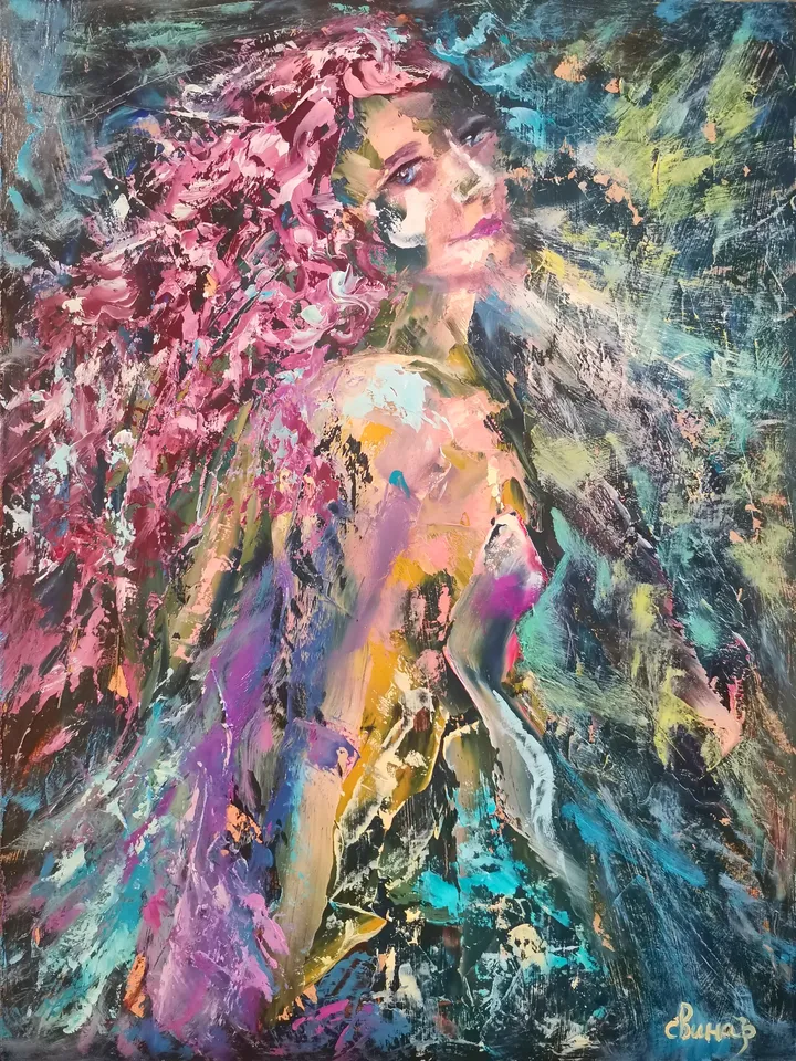 Nude Dream art Abstract Angel Girl Art Original Oil Painting Artist Svinar Oksan