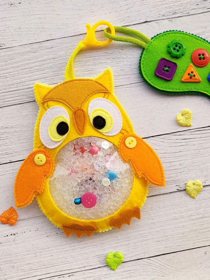 Owl I spy bag pattern & tutorial, I spy game felt pattern, Montessori travel toys, Autism sensory toys PDF, Felt Sewing pattern baby