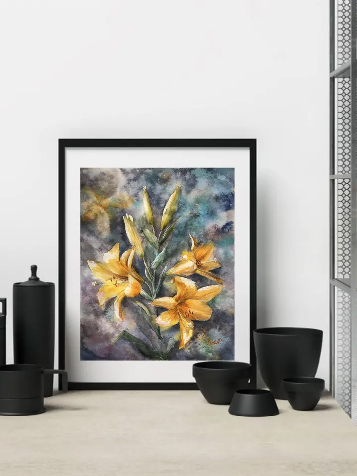 Lily Painting Flowers Original Watercolor Artwork