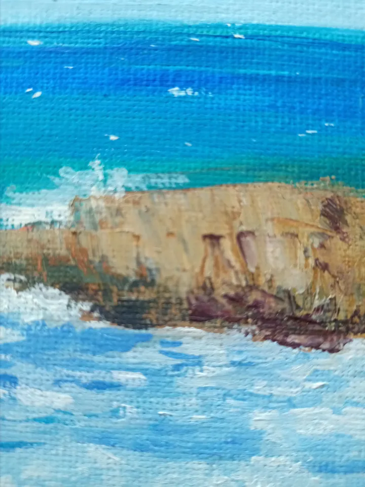 Seascape ocean art three triptych paintings Coastal Art Sun sea sky wave cliffs original art Triptych small painting impressionism