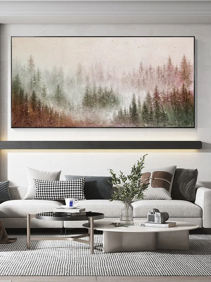 Original Colorful Forest Painting on Canvas Custom Painting Texture Wall Art Personalized Gift Giant Trees Nature Scenery Art Home Decor