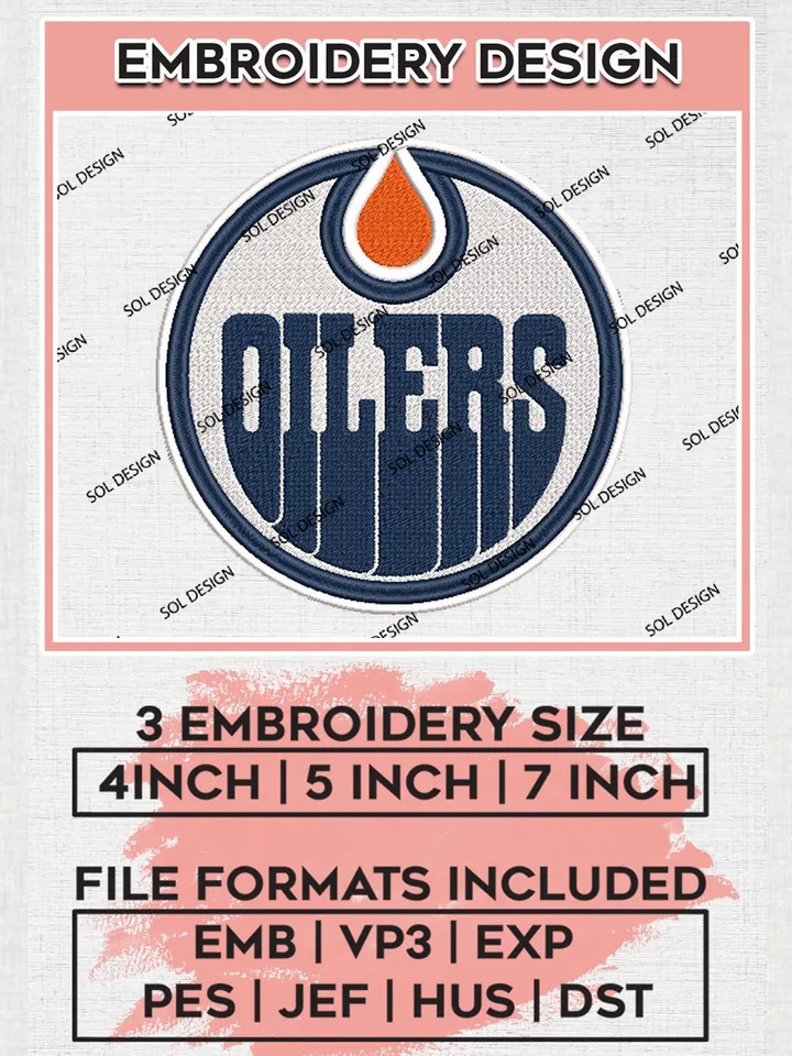 Edmonton Oilers Machine Embroidery Files, NHL Edmonton Oilers Embroidery Designs, NHL Edmonton Logo, NHL Embroidery Design, Hockey Team, Digital Download