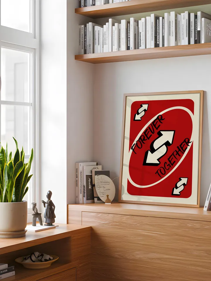 Forever Together play Reverse Card Wall Art Funny Meme Poster Digital Download Red Black Typography Pop Culture Print Game Room Meme Decor