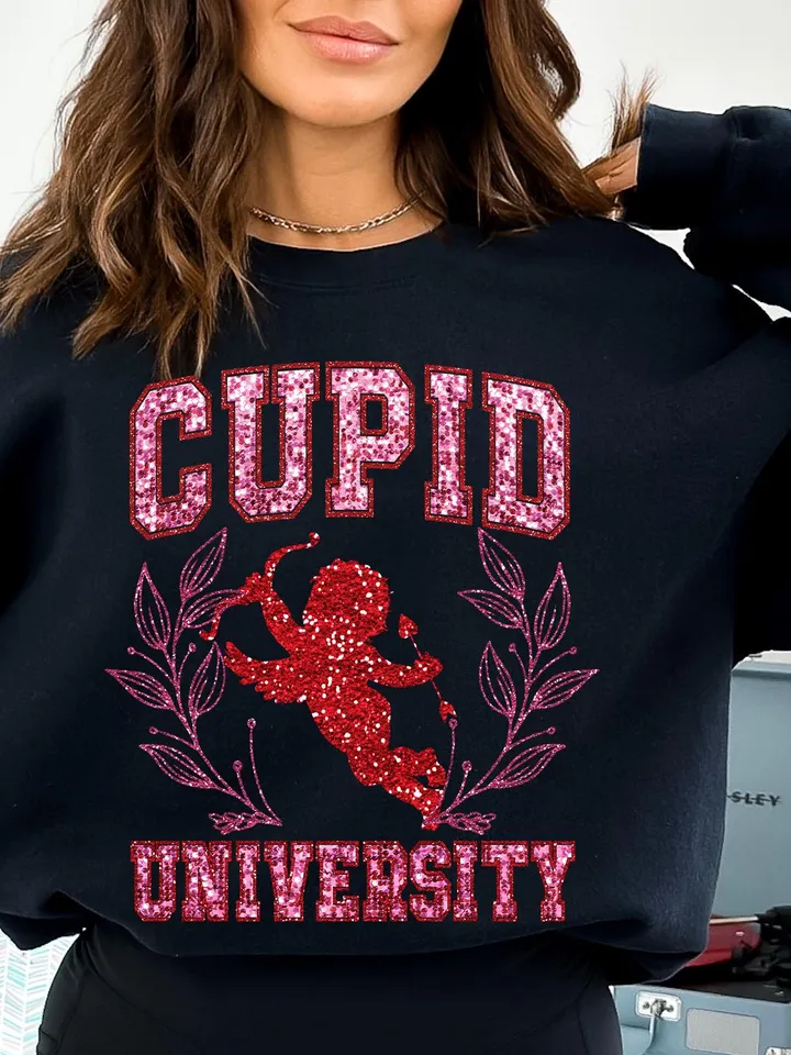 Coquette Cupid png, Coquett Cupid University, Faux Sequin Png Cupid University PNG, Valentine PNG, Valentines Day T Shirt Design, Love