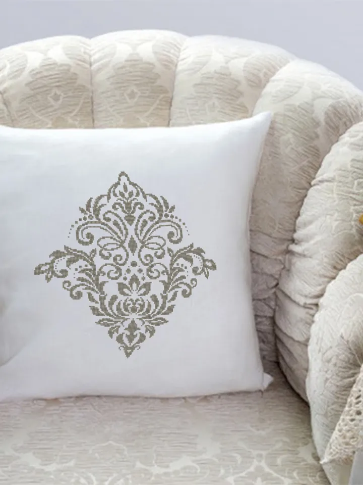 Floral damask ornament cross stitch pattern PDF download Flower mandala cross stitch chart, Floral scroll, Damask pattern digital PDF #M253