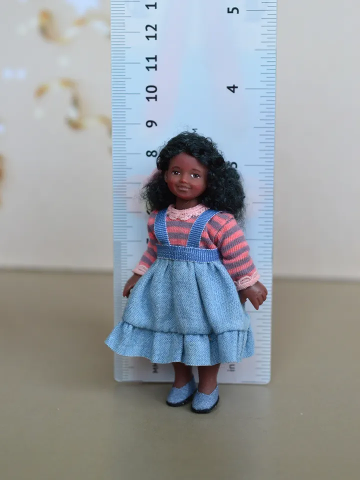 Miniature doll in 12th scales. Handmade doll for dollhouse. Collectible miniature doll.