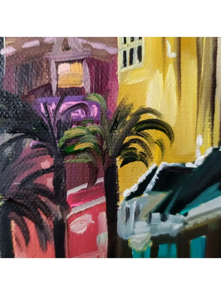 Las Vegas painting Original art Night City Vegas artwork 16 by 16 inches Nevada wall art on canvas painting oil
