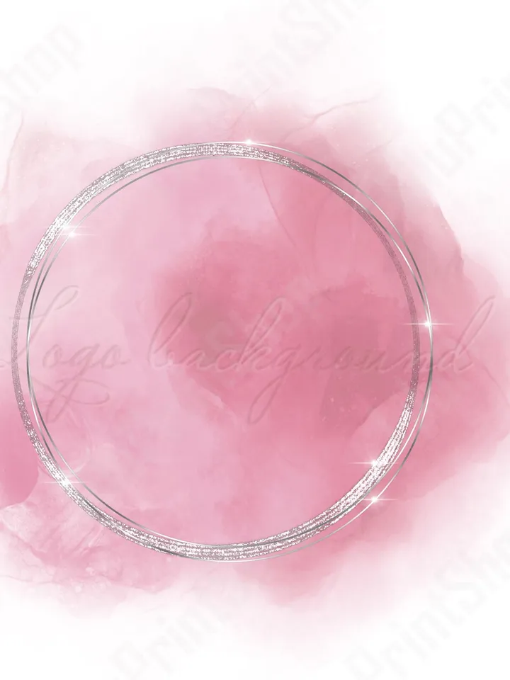 Pink logo background Watercolor pink logo design, Blush pink and silver logo design Silver frame logo png Blush pink splashes Png