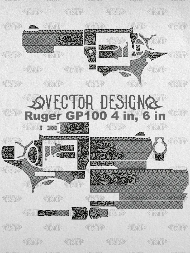 VECTOR DESIGN Ruger GP100 4 in, 6 in Scrollwork and scales