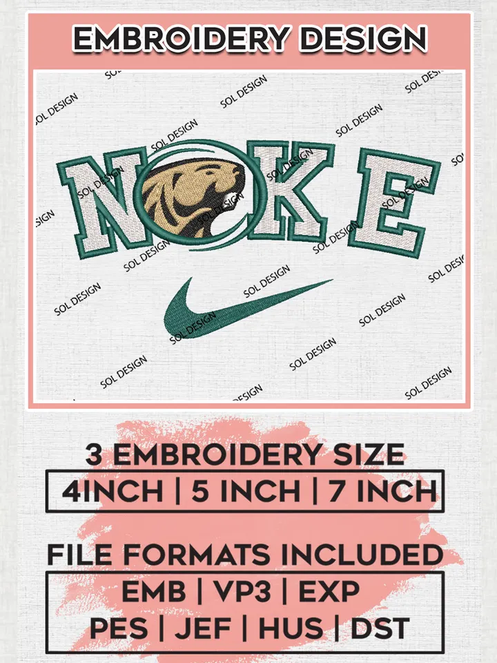 Ni.kee Bemidji State Beavers Team Logo Embroidery Design Files, NCAA Bemidji State Beavers Machine Embroidery, NCAA Teams, 3 sizes, NCAA Machine embroidery designs, Digital Download