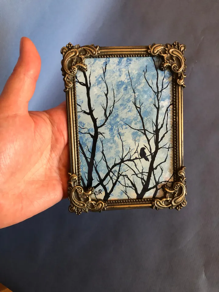 Mystic Oil Painting Framed Antique Metal Frame