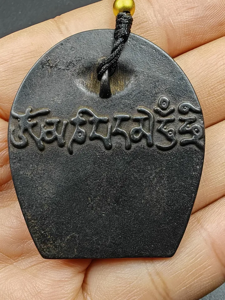 Vintage Tibetan Chenrezig / Padmapani Amulet,Gandhanra Buddhism Badge Pendant, Spiritual Gift,Protective Charm,Made of Thokcha,49×42mm