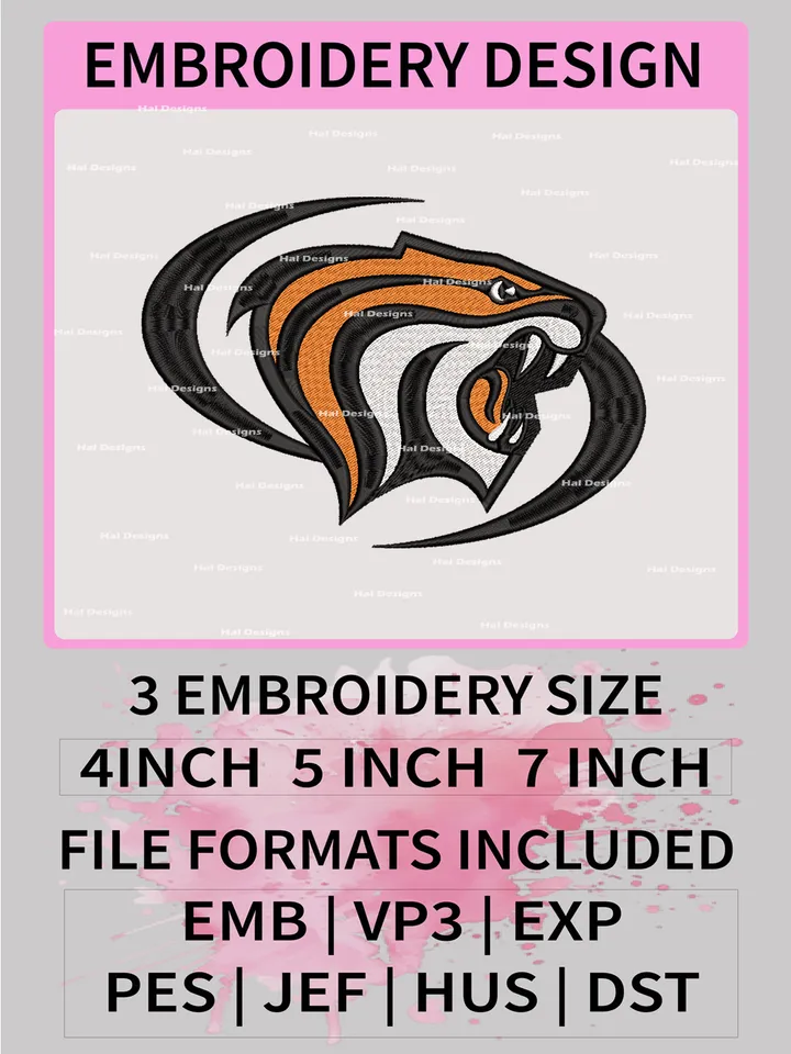 NCAA Pacific Tigers Embroidery File, 3 Sizes, 6 Formats, NCAA Machine Embroidery Design, NCAA Logo, NCAA Teams