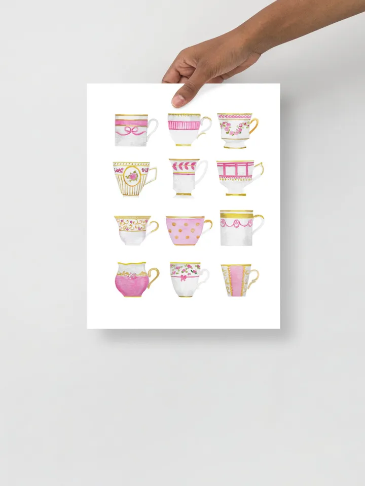Tea cups, Kitchen Art, Wall Art, Kitchen Wall Decor, Vintage Tea Cup, Gift For Tea Lovers, Tea Party Decor ,Watercolor Art Print Tea Poster