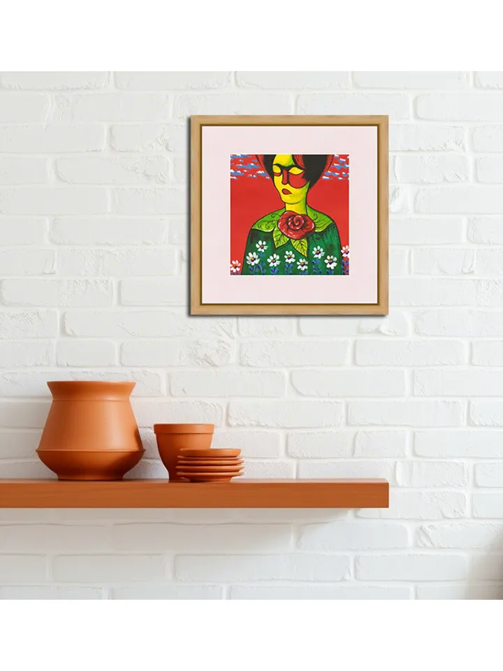 Woman Portrait Painting Figurative Original Art Female Artwork Rose Painting 8 by 8 Above Sofa Art by TatianaArtShop