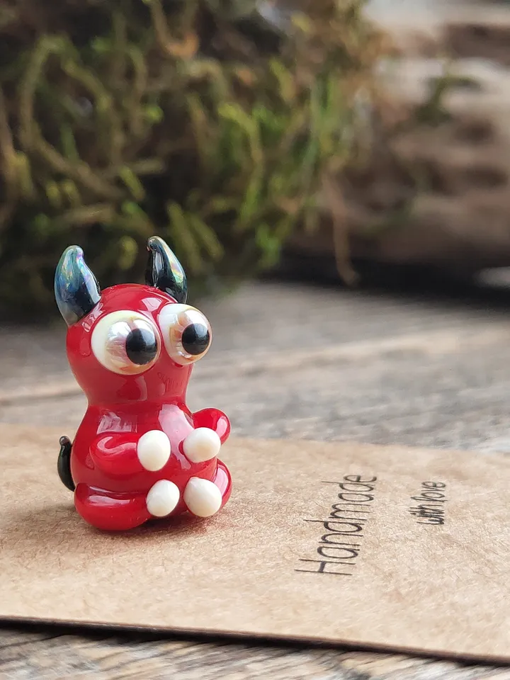 Tiny monster miniature, glass monster figurine, monster sculpture for terrarium decoration or fairy garden decor