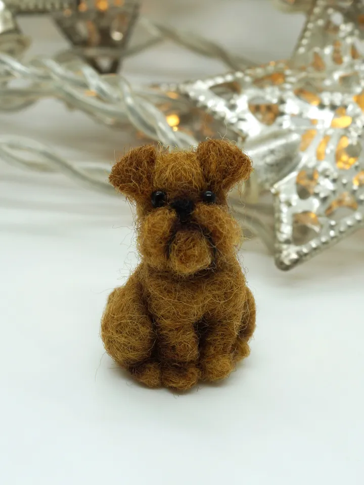 Tiny needle felted Brussels Griffon, miniature felted pet, dog portrait, made to order