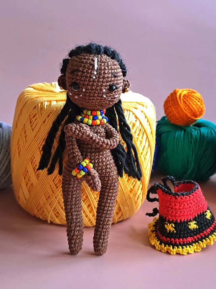Pattern african baby doll, crochet african doll, pattern little african doll, crochet black doll