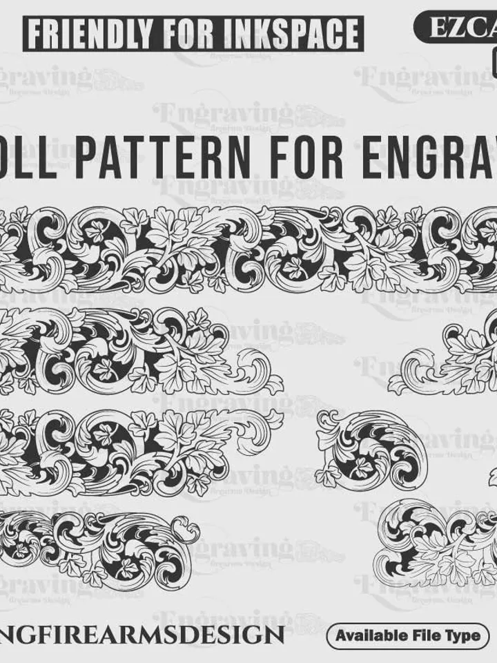 Engraving Firearms Design Scroll Pattern Design svg,lasercut,engravingfiles,scrolldesign,engravingdesign,engravingpattern,metalart