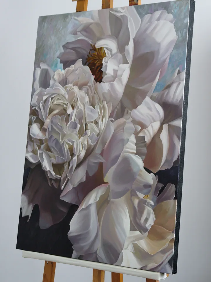 White peonies oil painting