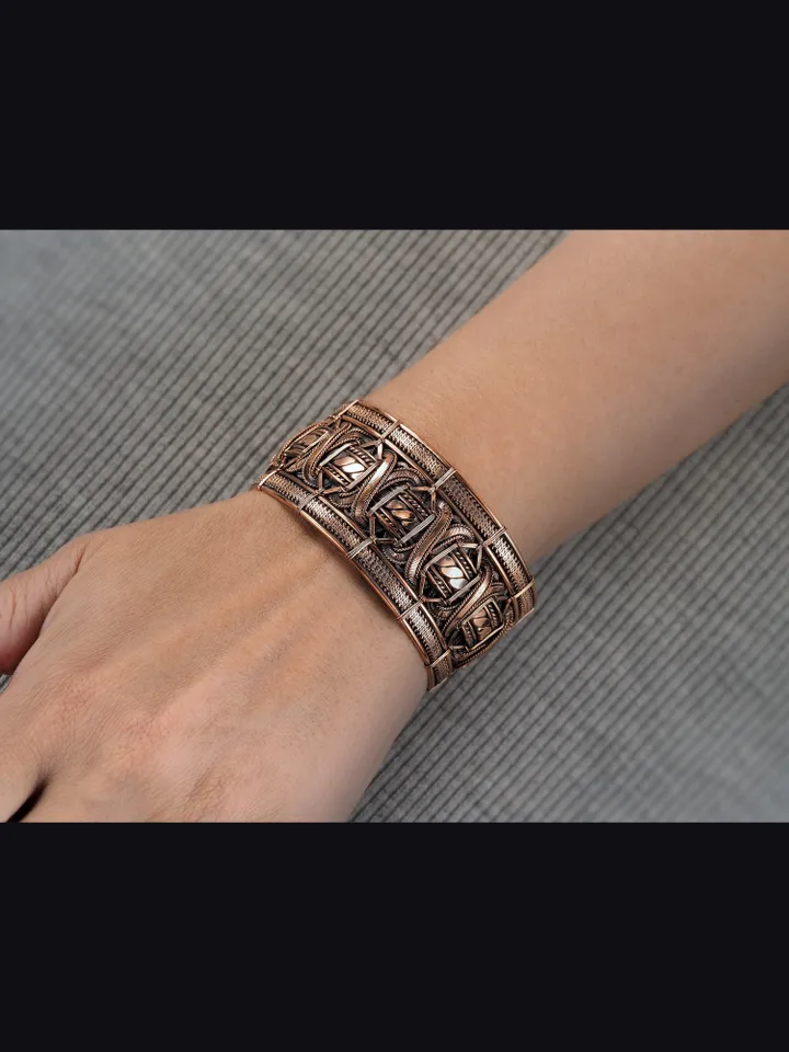 Wide copper bracelet Unique wire wrapped jewelry Hand made