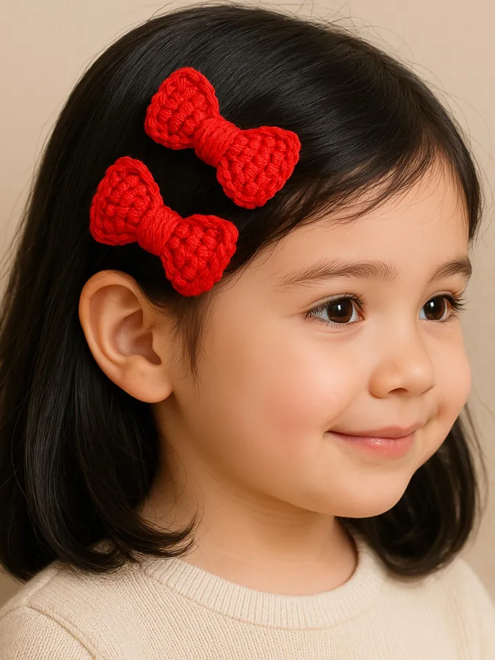 Crochet Bow Hair Clip Pattern, Scalloped Edge Bow Applique PDF, DIY Snap Clip Cover, Cute Decorative Hairpin, Handmade Accessory